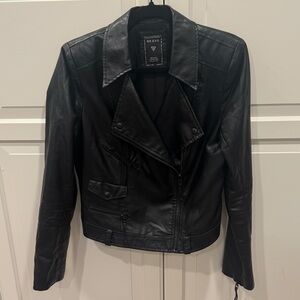 Guess Vintage Women's Black Faux Leather Moto Jacket